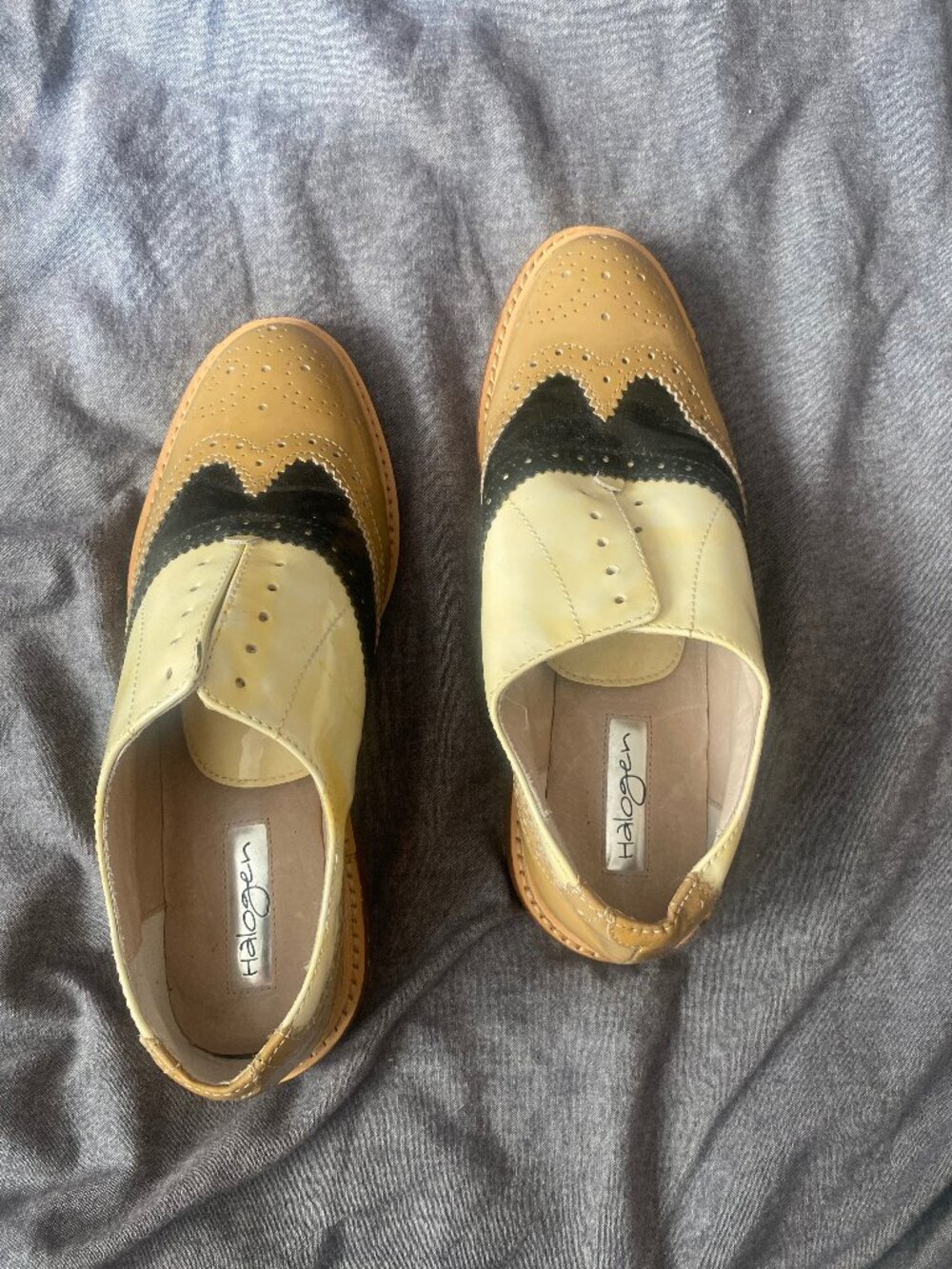 Halogen Patent Leather Colorblock Wingtip Oxford Flats